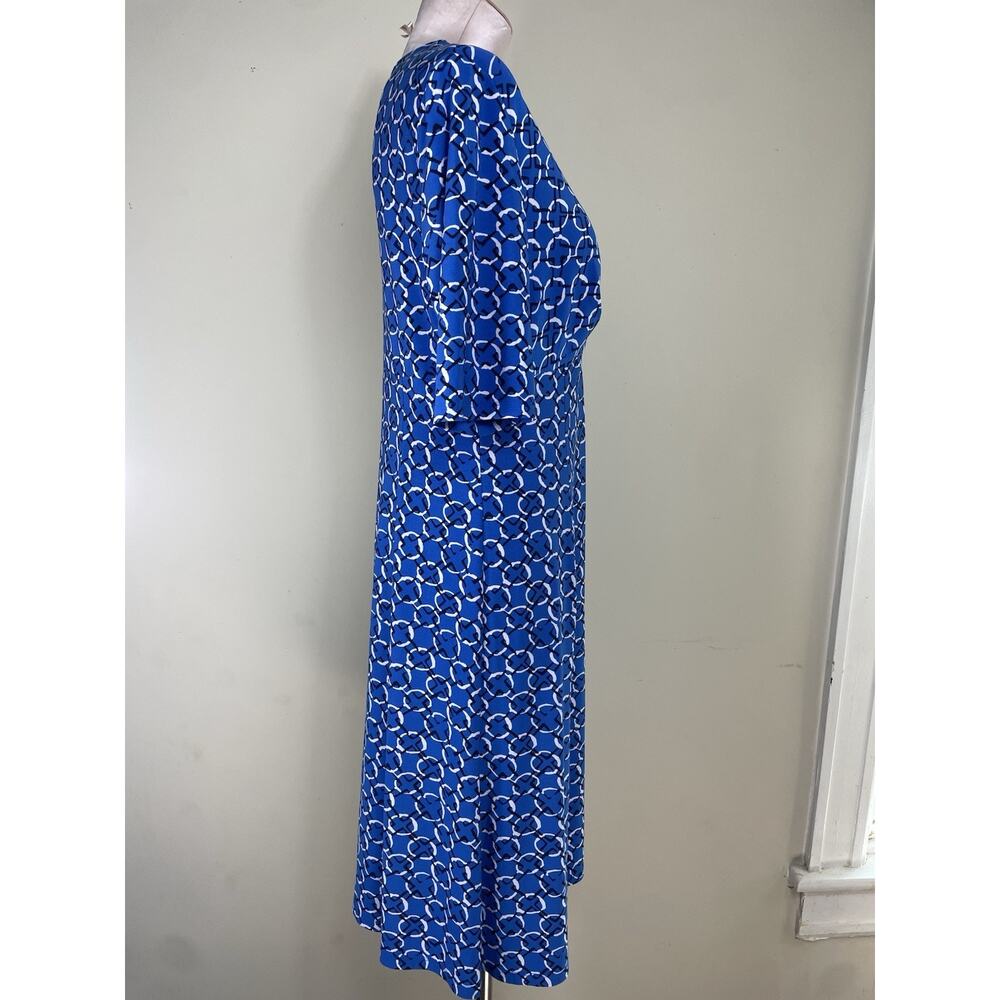 Chaps Ralph Lauren Blue Geometric Sheath Women Dress Preppy Office Casual Large - Picture 3 of 9